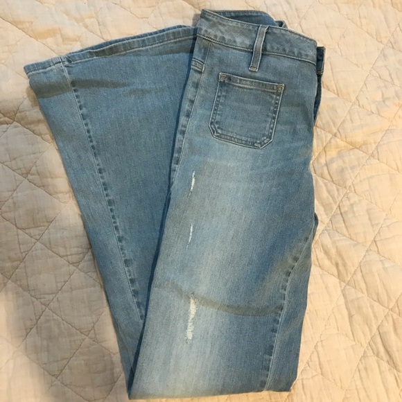 Guess Women's Faded Blue Boot Cut Jeans Distressed, Long - Picture 2 of 7